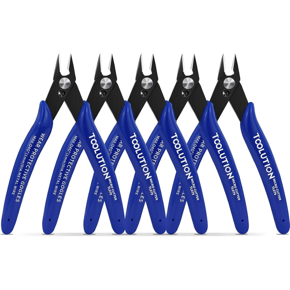 Flush Cutter Wire Snips Cable Tie Trimmer 2-Pack, Precision Side-Cutting Pliers for Electronics, Blue product photo