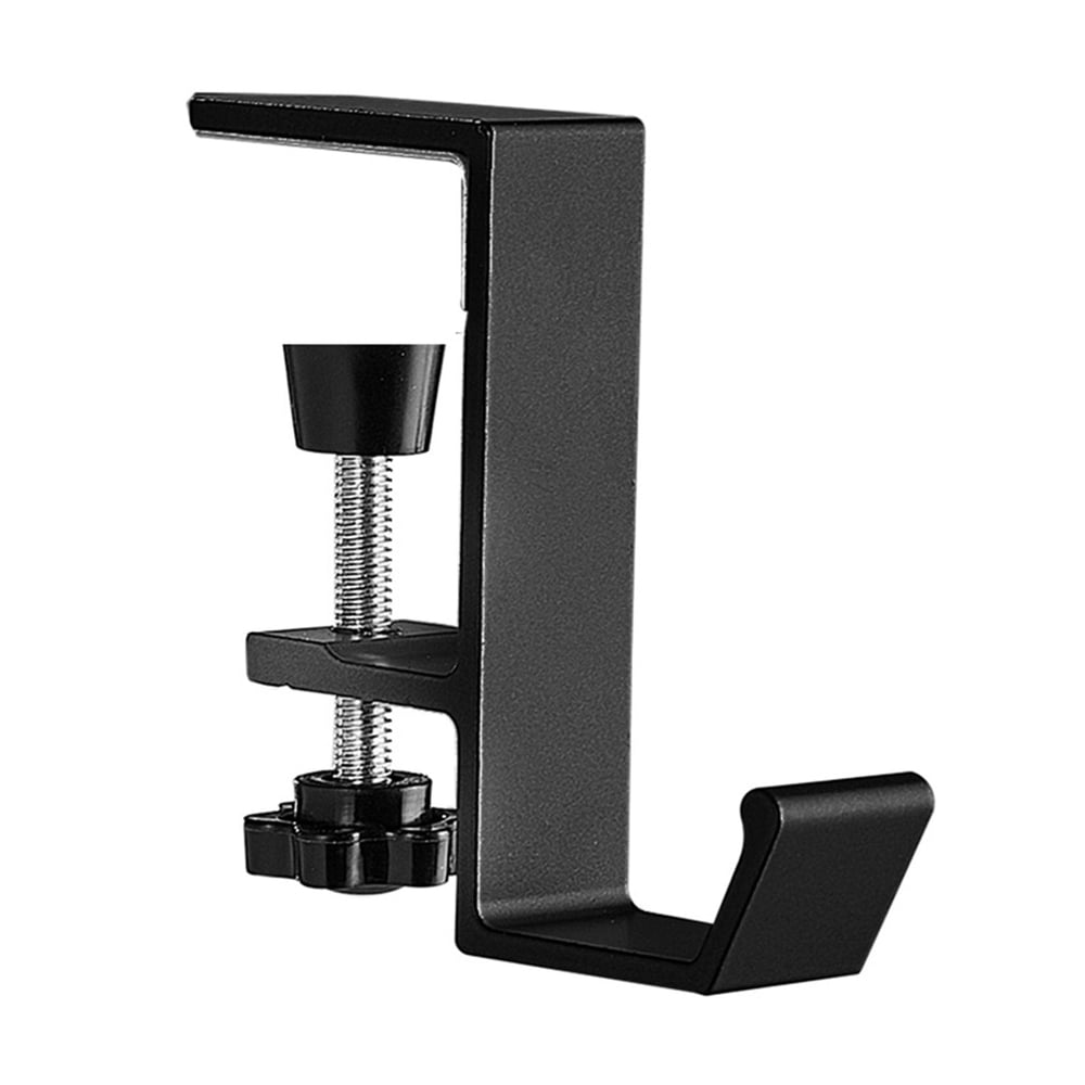 Under Desk Headphone Hook, Clamp-On Steel Headset Hanger Mount, Black product photo