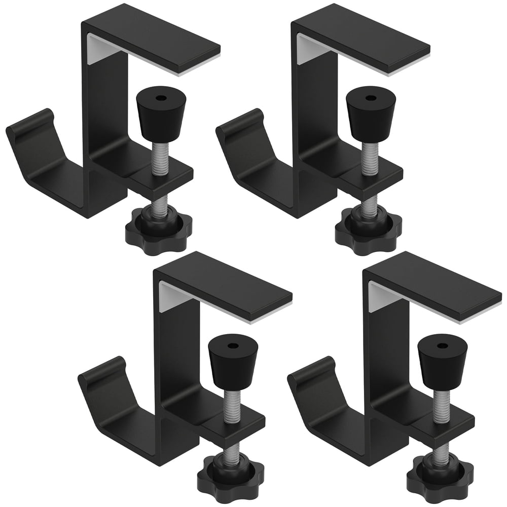 Under Desk Hook Organizer, 4-Pack Screw-Mount Cable and Headset Hanger Hooks, Black product photo