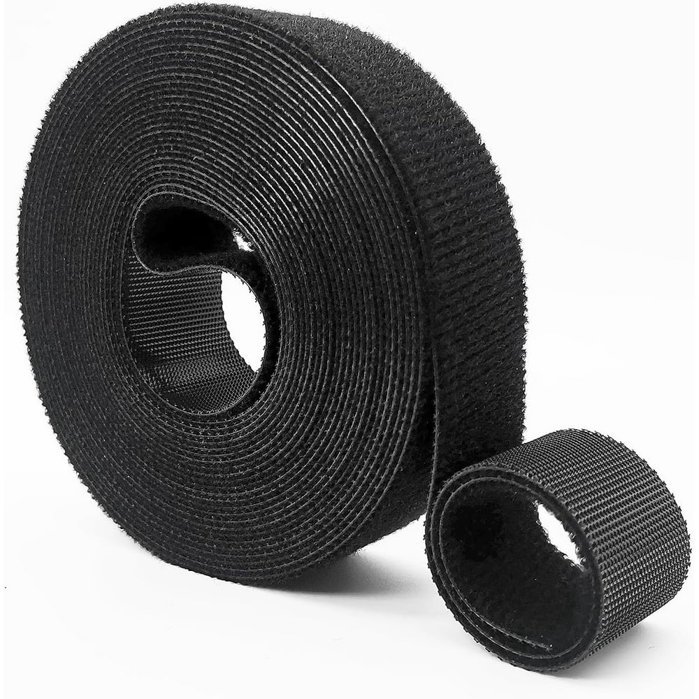 Hook-and-Loop Cable Strap Roll, 15-Feet 3/4-Inch Cuttable Reusable Cord Tape, Black product photo