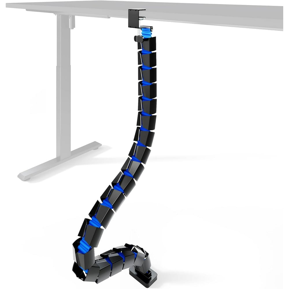 Vertical Cable Tray for Standing Desk, Flexible Wire Spine Cable Track Riser, Black product photo
