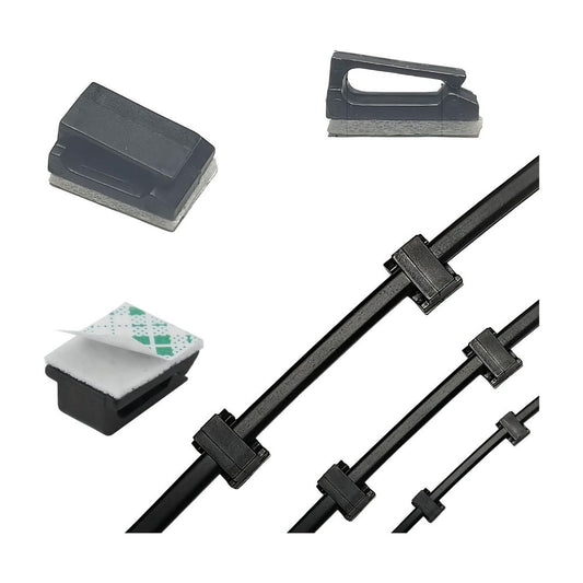 Adhesive Cable Clip Mounts, 100-Pack Self-Stick Cord Holder Anchor Pads, Charcoal Grey  product photo