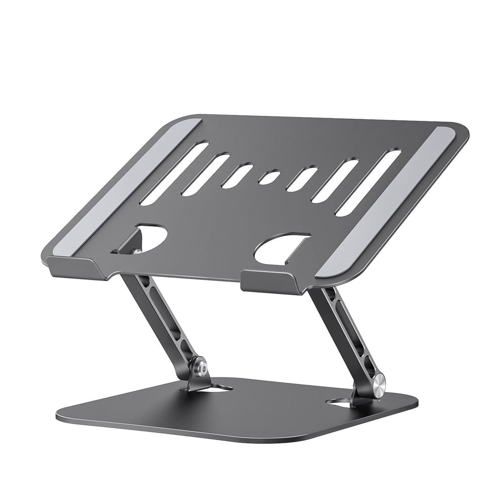 Adjustable Laptop Stand, Z-Shape Foldable Aluminum Desk Riser Holder, Ergonomic Height, Space Grey  product photo