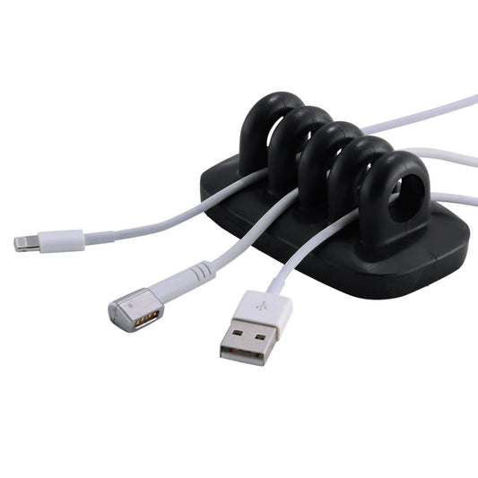 Weighted Desktop Cable Holder, 3-Pack Heavy Silicone Multi-Slot Cord Organizer, Black  product photo