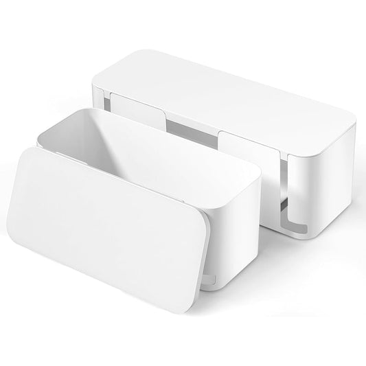 Cable Management Box 2-Pack Small, Cord Organizer Power Strip Hider Set, White  product photo