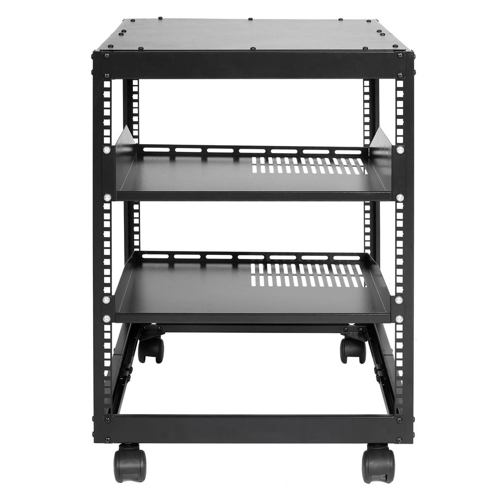 12U Open-Frame Server Rack, Rolling Steel Network Equipment Frame with Casters, Black  product photo