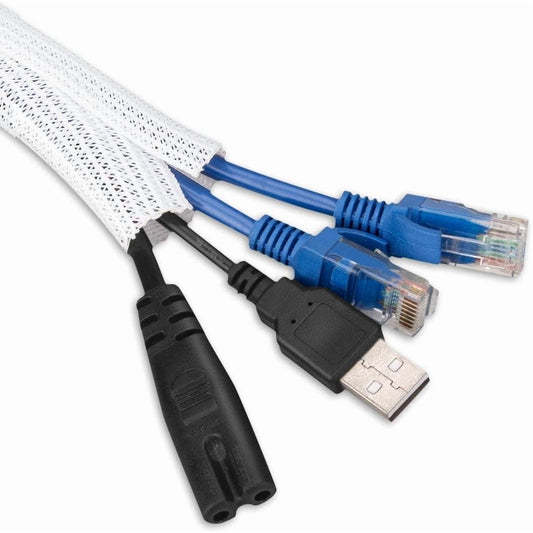Braided Cable Sleeve Wrap, 2-Pack 40 Inch Flexible Cord Hider for Standing Desk Legs, White  product photo