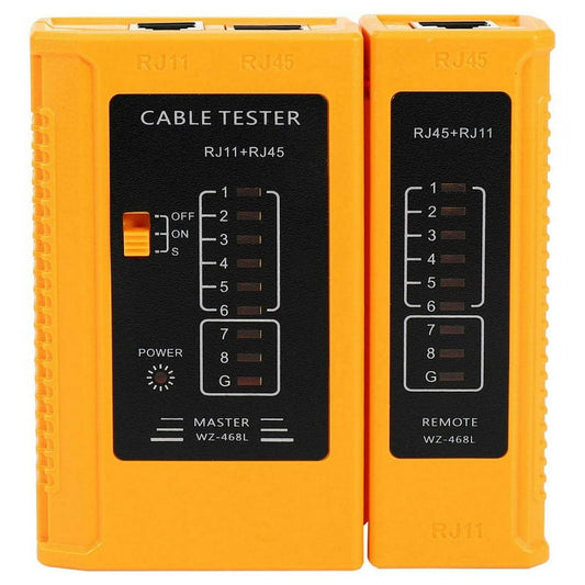 RJ45 RJ11 Network Cable Tester, Master and Remote Continuity Tester for Ethernet and Phone Lines, Yellow  product photo