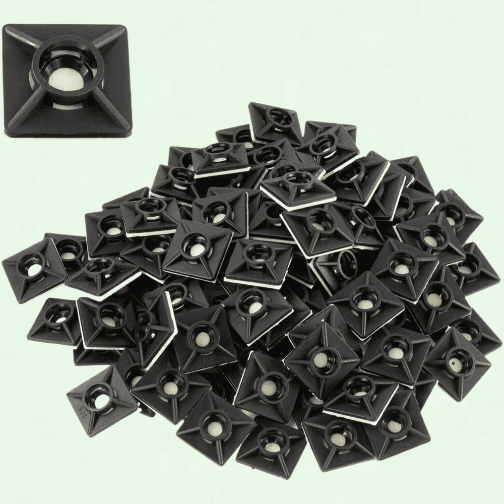 Adhesive Cable Tie Mounts, 80-Pack Self-Adhesive Screw-Hole Wire Anchor Bases, Black  product photo