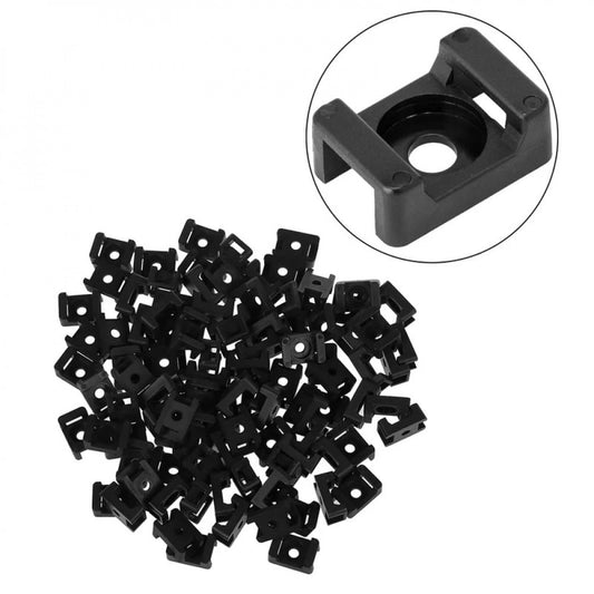 Cable Tie Mount Saddle Clips, 60-Pack Screw-On Snap Lock Wire Holders, Nylon Conduit Strap, Black  product photo