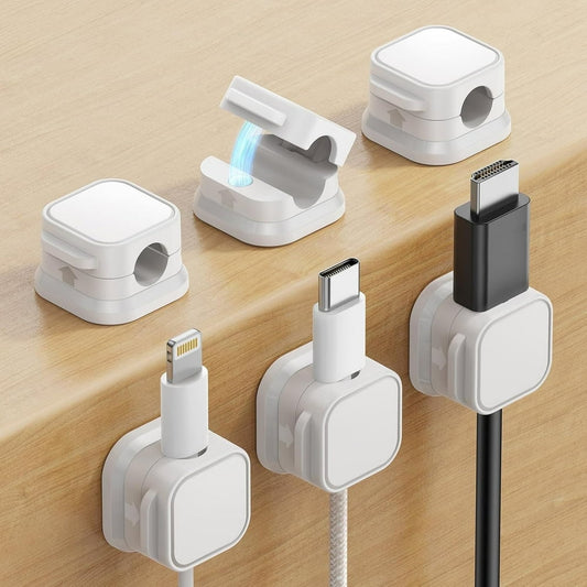 Cord Organizer Clip Set, Self-Adhesive Desktop Charging Cable Holders, White  product photo