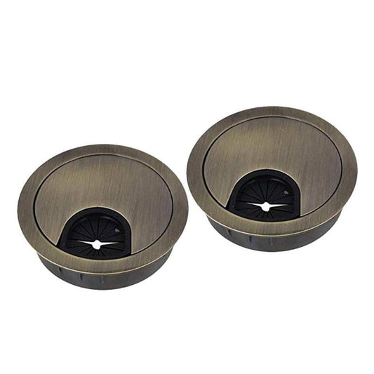 Desk Cable Grommet 3-Inch 2-Pack, Round Metal Wire Pass-Through Hole Cover, Antique Bronze  product photo