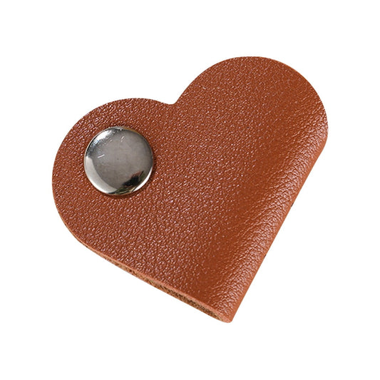 Leather Cable Cord Clips, Snap-Button Desk Wire Organizer Holders, Brown  product photo