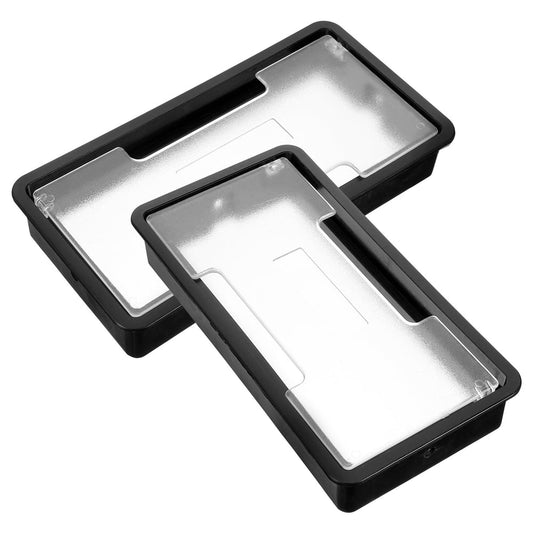 Desk Grommet, Rectangular Flip-Top Cable Access Port, 2-Pack Wire Pass-Through Trim, Furniture Mount, Black  product photo