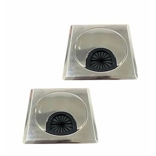 Desk Grommet with Brush Cable Port 2.5-Inch, 2-Pack Metal Frame Bristle Pass-Through Cover, Silver  product photo