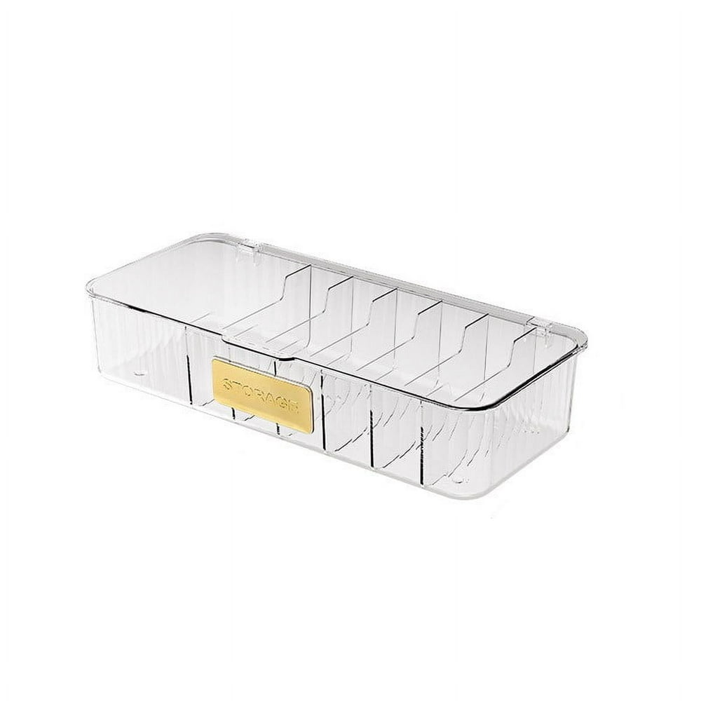 Clear Desktop Cable Organizer Box, Divided Acrylic Caddy for Cords & Chargers, Transparent  product photo