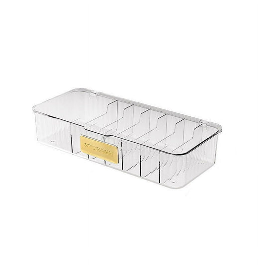 Clear Desktop Cable Organizer Box, Divided Acrylic Caddy for Cords & Chargers, Transparent  product photo