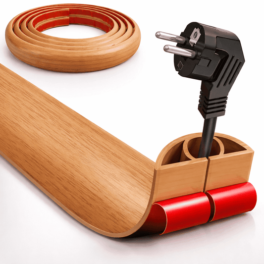 Floor Cable Cover Under Rug Low Profile Rubber Channel 6 Feet Cord Hider Carpet Guard, Wood-Grain Brown  product photo