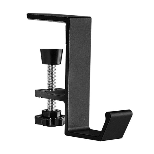 Under Desk Headphone Hook, Clamp-On Steel Headset Hanger Mount, Black  product photo