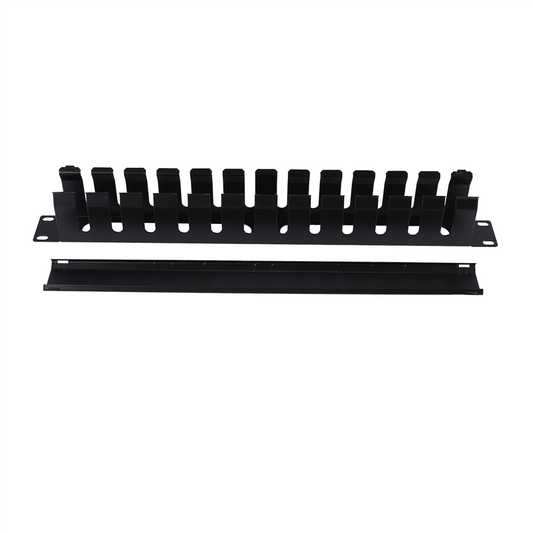Horizontal Cable Organizer 2U, Finger-Duct Rack-Mount Wire Management Panel, Black  product photo