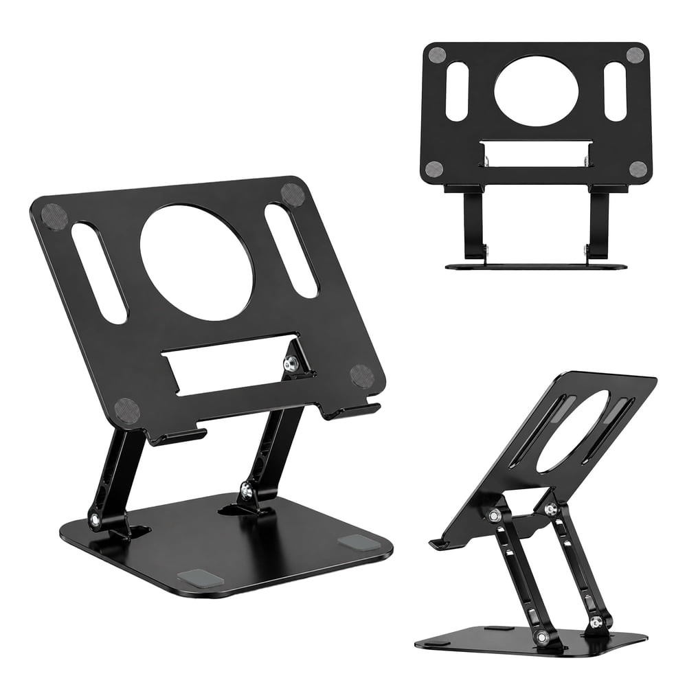 Laptop Riser Stand Ventilated, Portable Foldable Aluminum Cooling Holder, Black  product photo
