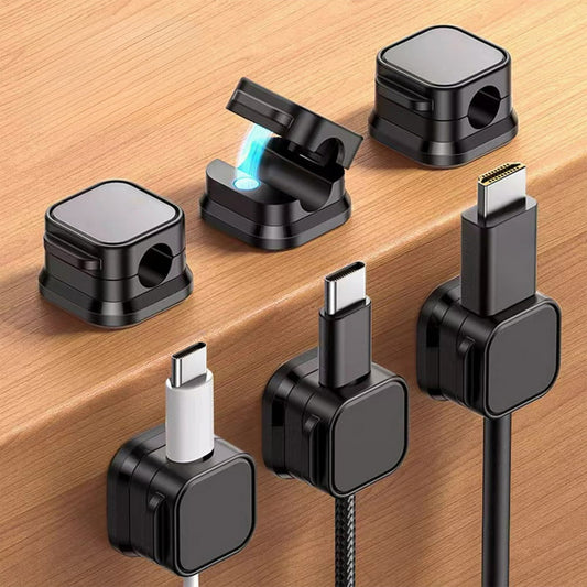 Magnetic Cable Holder Desktop 4-Pack, Adhesive Cord Clip Charging Organizer, Black  product photo