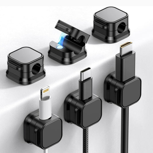 Magnetic Cable Clips Adhesive Cord Holders 2-Pack, Under-Desk Wire Routing Organizers, Black  product photo