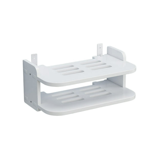Modem Router Wall Shelf Floating Vented 2-Tier, Cable Box Mount Network Equipment Holder, White  product photo