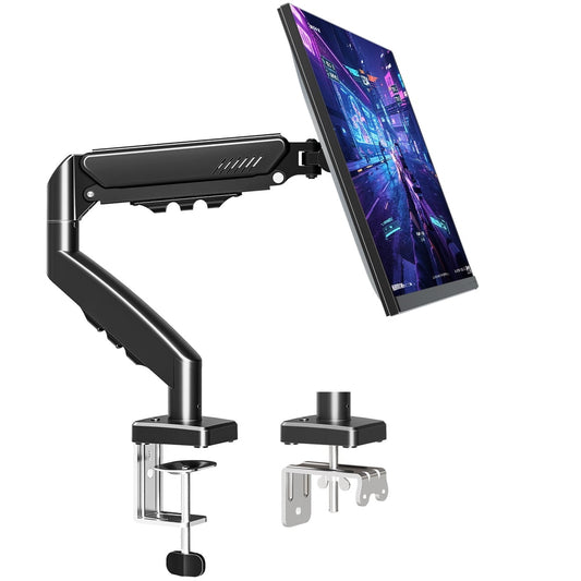 Single Monitor Arm Desk Mount, Gas-Spring Adjustable VESA Stand for 17-32 Inch Screens, Black  product photo