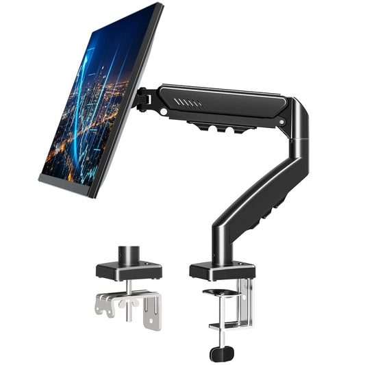 Single Monitor Arm Gas-Spring Desk Mount, Full-Motion VESA Stand 13-32 Inch, Clamp Mount, Black  product photo