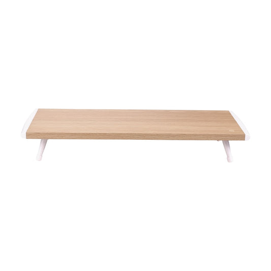 Monitor Stand Riser, Wood Desk Shelf Screen Lift Organizer, Natural  product photo