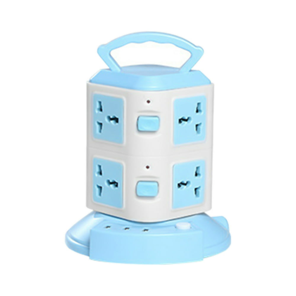 Vertical Power Strip Tower with Carry Handle, Multi-Outlet Desk Side Cord Organizer, Blue  product photo