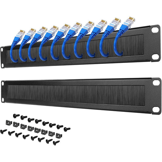 Rack-Mount Cable Management Panel 1U, 19-Inch Brush Strip Pass-Through Organizer, Black  product photo