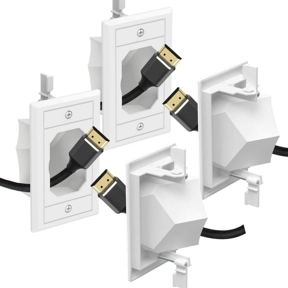 Recessed Low-Voltage Cable Wall Plate, Single-Gang 2-Pack with Mounting Brackets, White  product photo