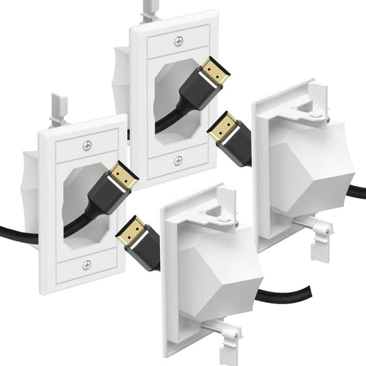 Recessed Low-Voltage Cable Wall Plate, Single-Gang 2-Pack with Mounting Brackets, White  product photo