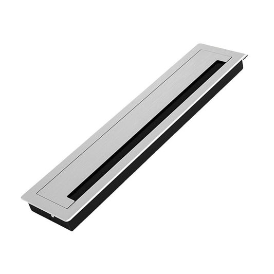 Rectangular Desk Grommet, Cable Pass-Through Brushed Aluminum Wire Hole Cover, Silver  product photo