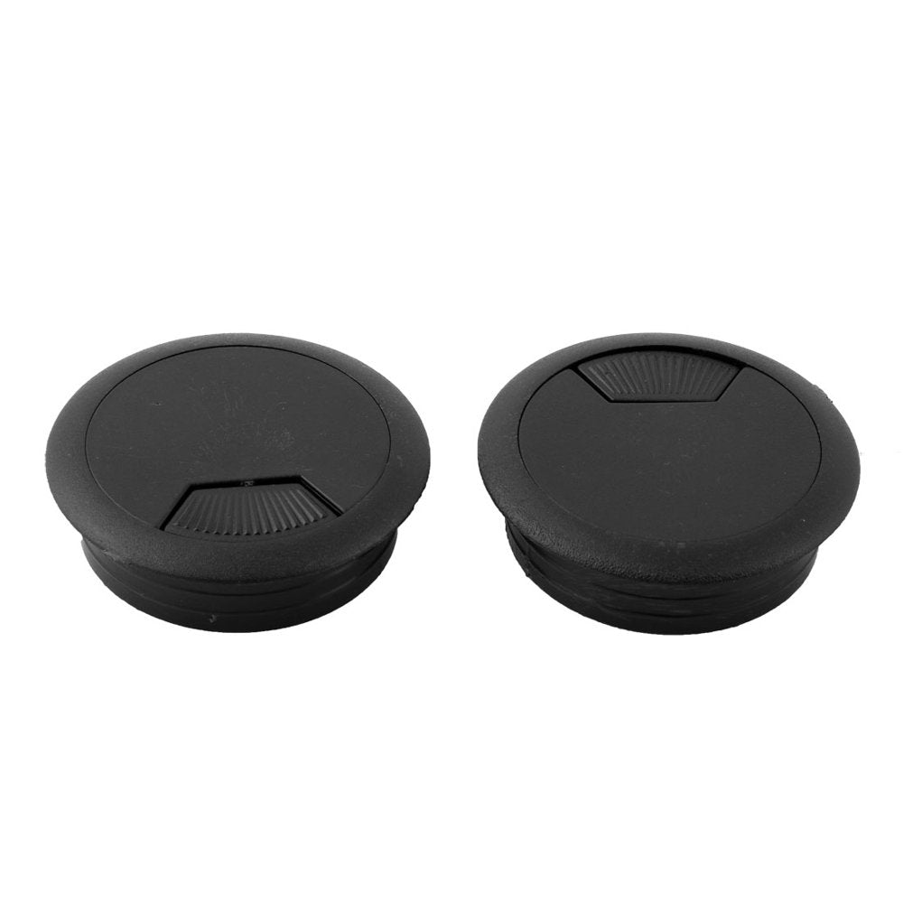 Round Desk Cable Grommet 2.5-Inch Pass-Through, 4-Pack with Sliding Cover, Black  product photo