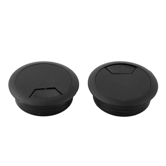 Round Desk Cable Grommet 2.5-Inch Pass-Through, 4-Pack with Sliding Cover, Black  product photo