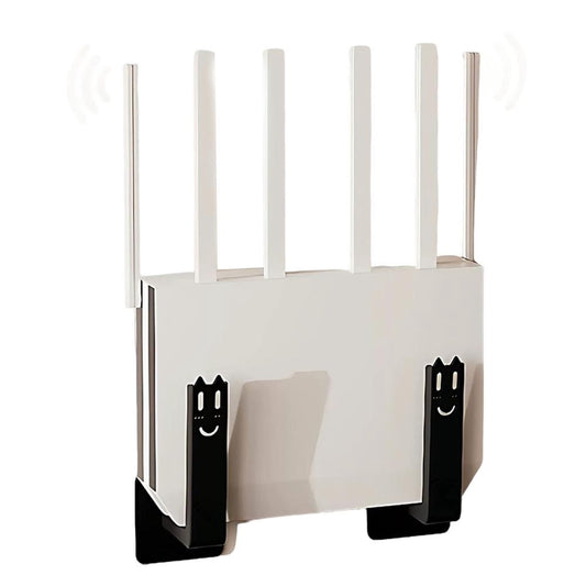 Adjustable Router Wall Mount Bracket, 2-Pack for Modems & Cable Boxes, Vertical Holder, Black  product photo