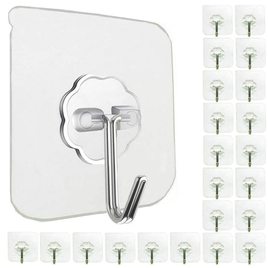 Self-Adhesive Utility Hooks 20-Pack, Clear Cord and Cable Holder Wall Mounts, Transparent  product photo