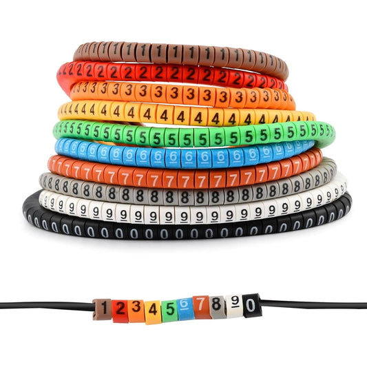 Numbered Cable Marker Rings 80-Pack, Snap-On Wire ID Labels 0-9, Assorted Colors  product photo